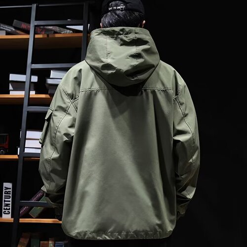 Men's Waterproof Windproof Thin Outdoor Hiking Spring Single Layer Jacket Functional Hooded Camping Leisure Jacket