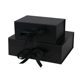 Cross-border ribbon folding box wholesale magnetic flap solid color one-piece gift box foreign trade bow folding gift box