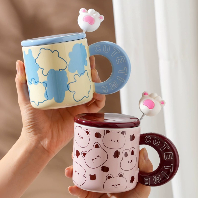Cartoon high quality ceramic capacious coffee tea cup, for beloved