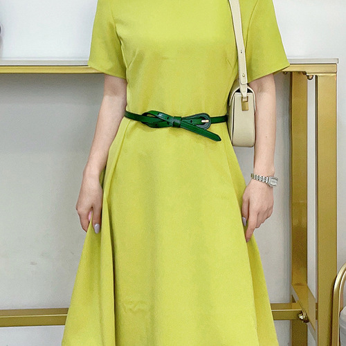 Waist belt women's cowhide simple and versatile ladies' genuine leather belt fine decoration skirt fashion pants belt green wholesale agency 