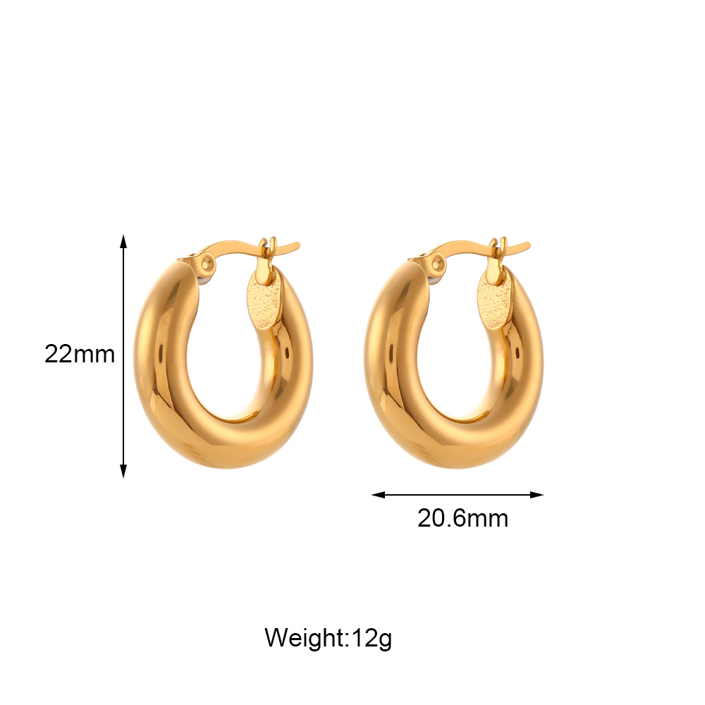 Fashion Round Stainless Steel Plating Hoop Earrings 1 Pair
