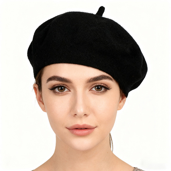 fashionable solid color woolen winter universal beret