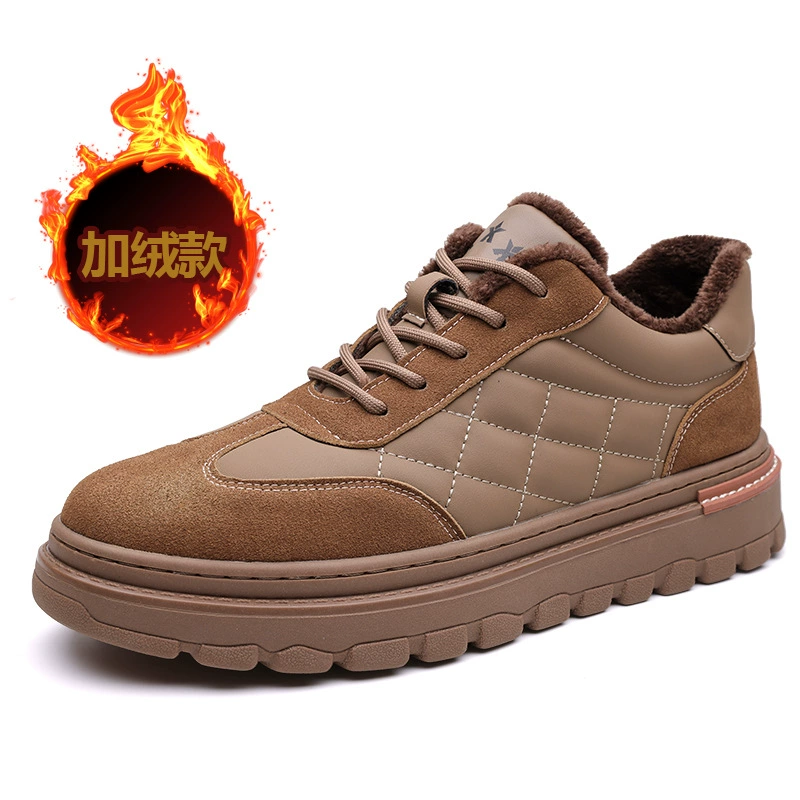 2024 зимний новый мужской стиль ручной работы онлайн повседневная модная обувь мужская бархатная теплая хлопчатобумажная обувь на шнуровке 7232