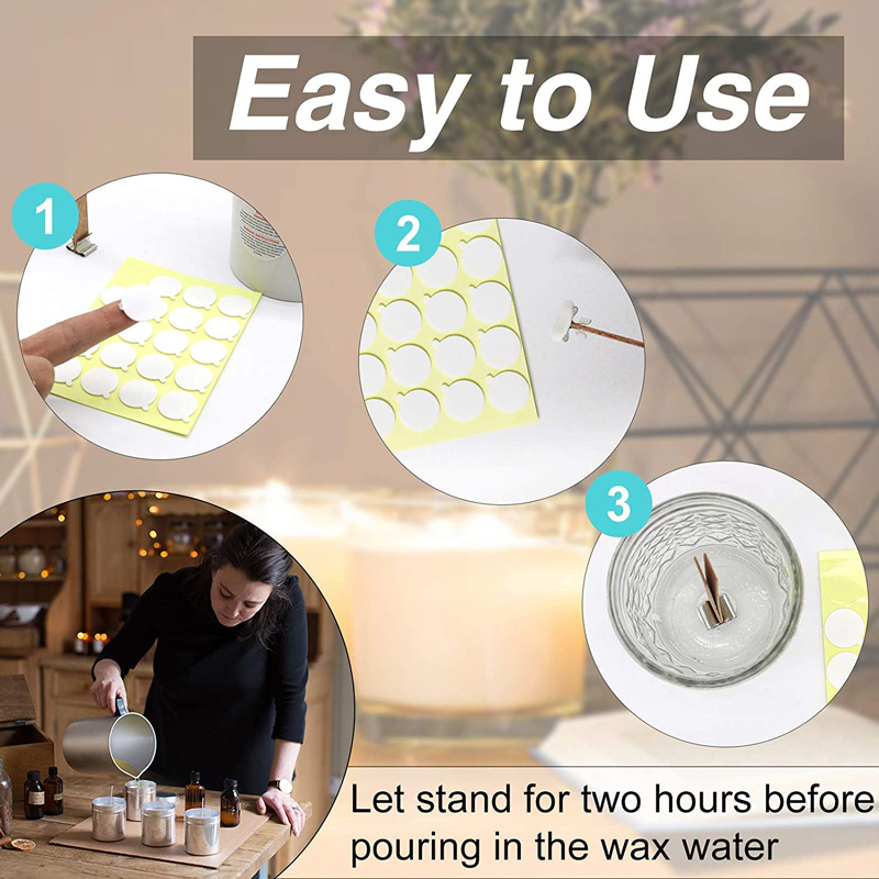 Vela Wick pegatina mecha de la vela adhesivo de doble cara DIY material de la vela 20mm ronda adhesivo de doble cara 20 piezas