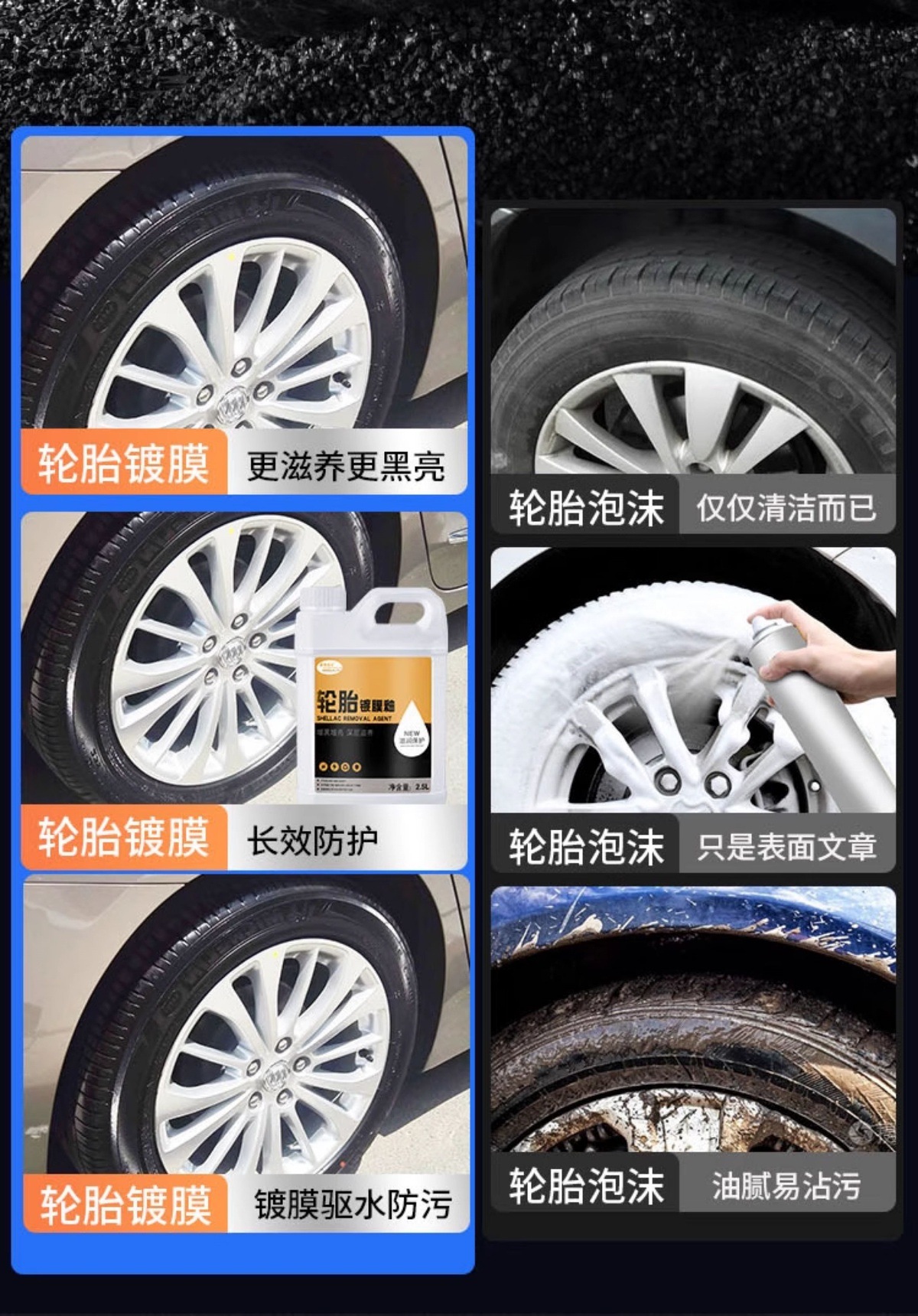 Car Tire Wax Brightener Cleaning and Protection Tire Oil Glaze Polishing Maintenance Wax Blackening Durable Anti-Aging