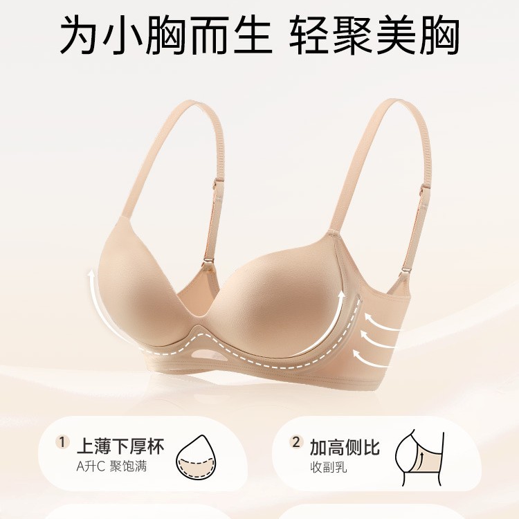 无痕内衣女小胸显大聚拢塑形收副乳防下垂上托夏季粉底液隐形文胸|undefined