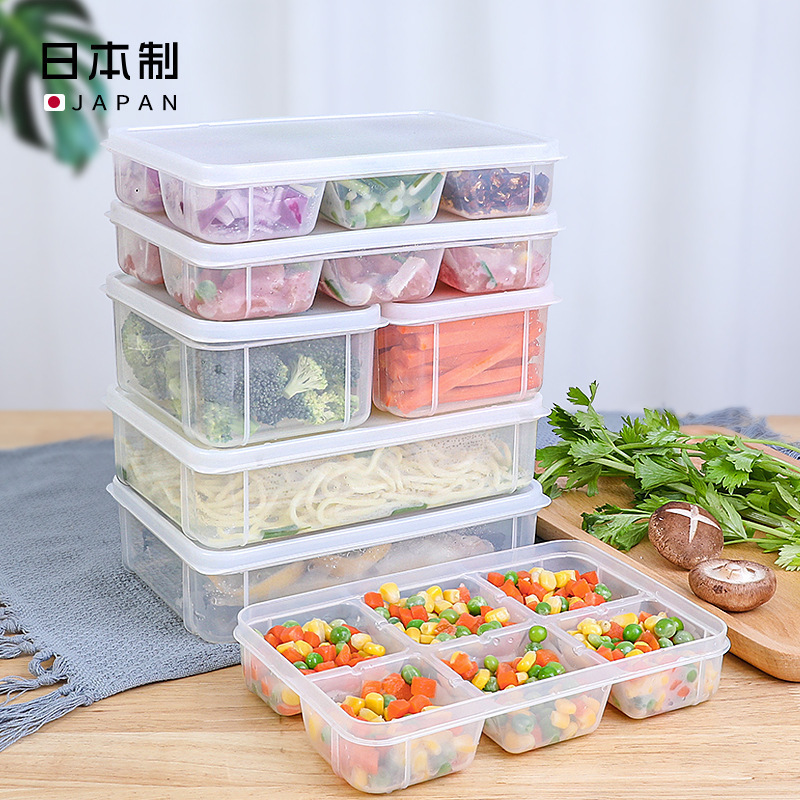 日本の冷蔵庫の収納箱の食品級の新鮮な箱の冷凍の専用の肉類の台所は神器の密封の貯蔵箱を整理します。|undefined