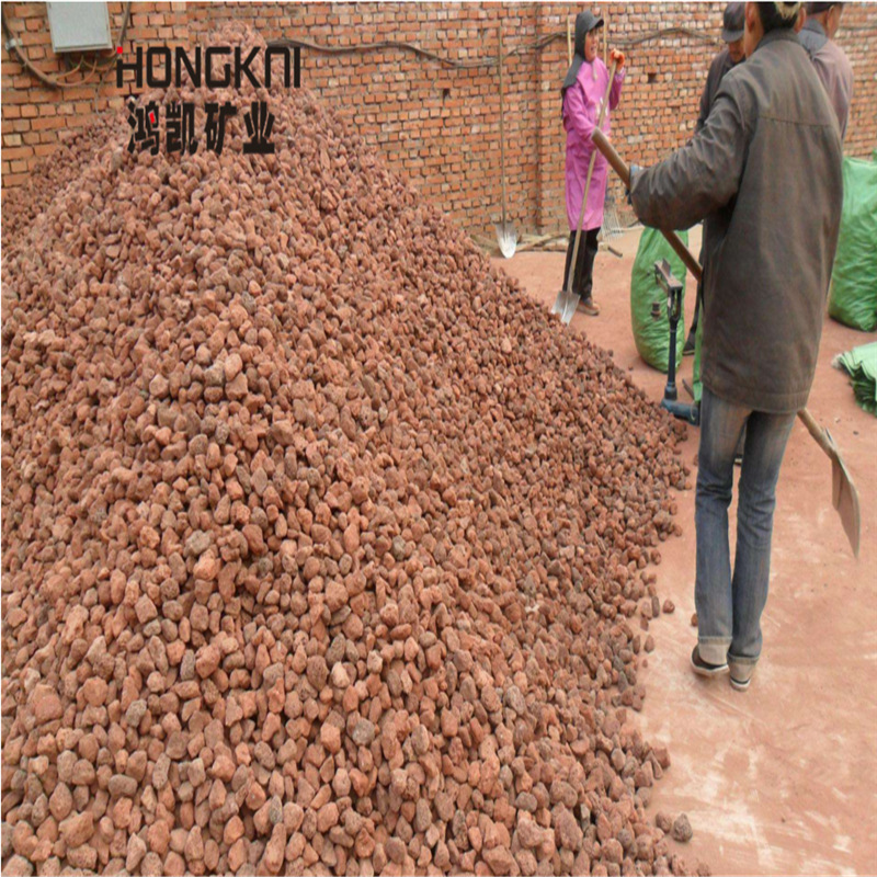 厂家大量红色火山石 火山石滤料 水处理火山石颗粒大块多孔火山石