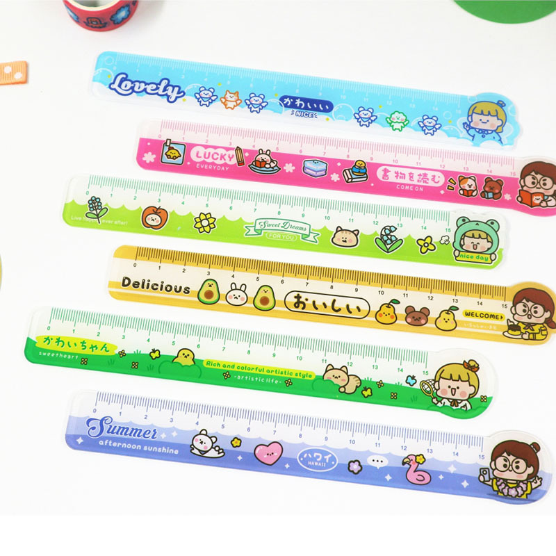 Korean Version Elementary School Anime Stationery Ruler Girl Heart Blind Box Time Scale Comic Guess Box Acrylic Ruler