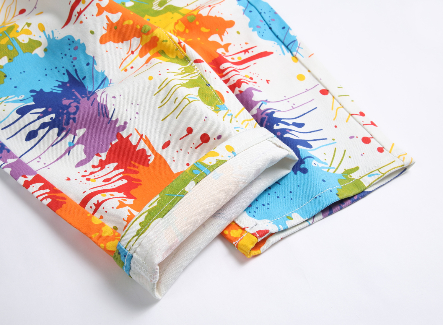 Original European and American style digital printing candy color stretch denim pants