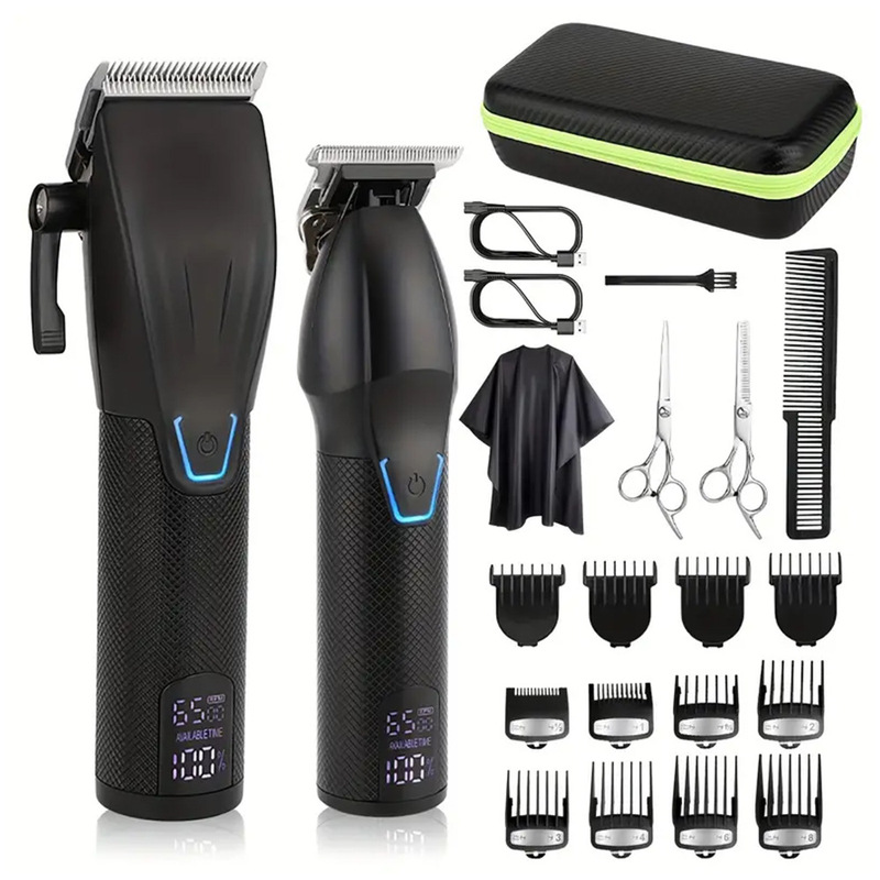 Men's Professional Hair Clipper Set Electric Beard Trimmer with Led Cordless Hair Clipper Electric Clipper