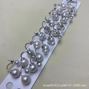 Big pearl 9-10mm small pearl 6-7mm round strong light basic flawless star with big double bead earrings