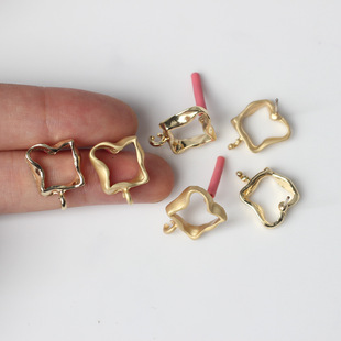 Simple Alloy S925 Silver Needle Irregular Square Geometric Ear Needle Earrings DIY Bracelet Necklace and Other Jewelry Accessories