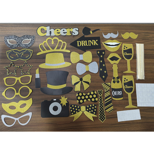 30 gold glitter powder photo props black and gold wedding celebration New Year birthday party photo props funny decoration