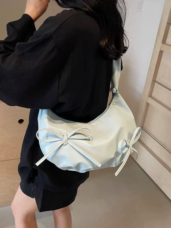 Плечевая сумка‑one-shoulder, небольшая подмышечная сумка с бантами и сборчатой ручкой, 0,24 кг