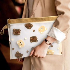 Nuannuan Bear File Bag Student Subject Classification Bag Large Capacity Information Bag A5 Test Paper Storage Bag A4 Homework Bag