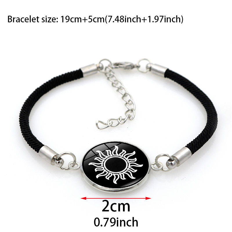 Glass Pendant Material Simple Style Sun Moon Glass Rope Woven Chain String Bracelets Wholesale