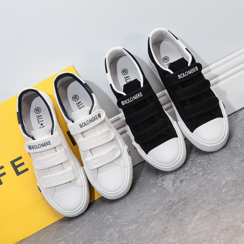 Autumn 2024 New Men's Canvas Shoes Men's Shoes Velcro Lazy Shoes Middle School Students' Casual Breathable Sneakers