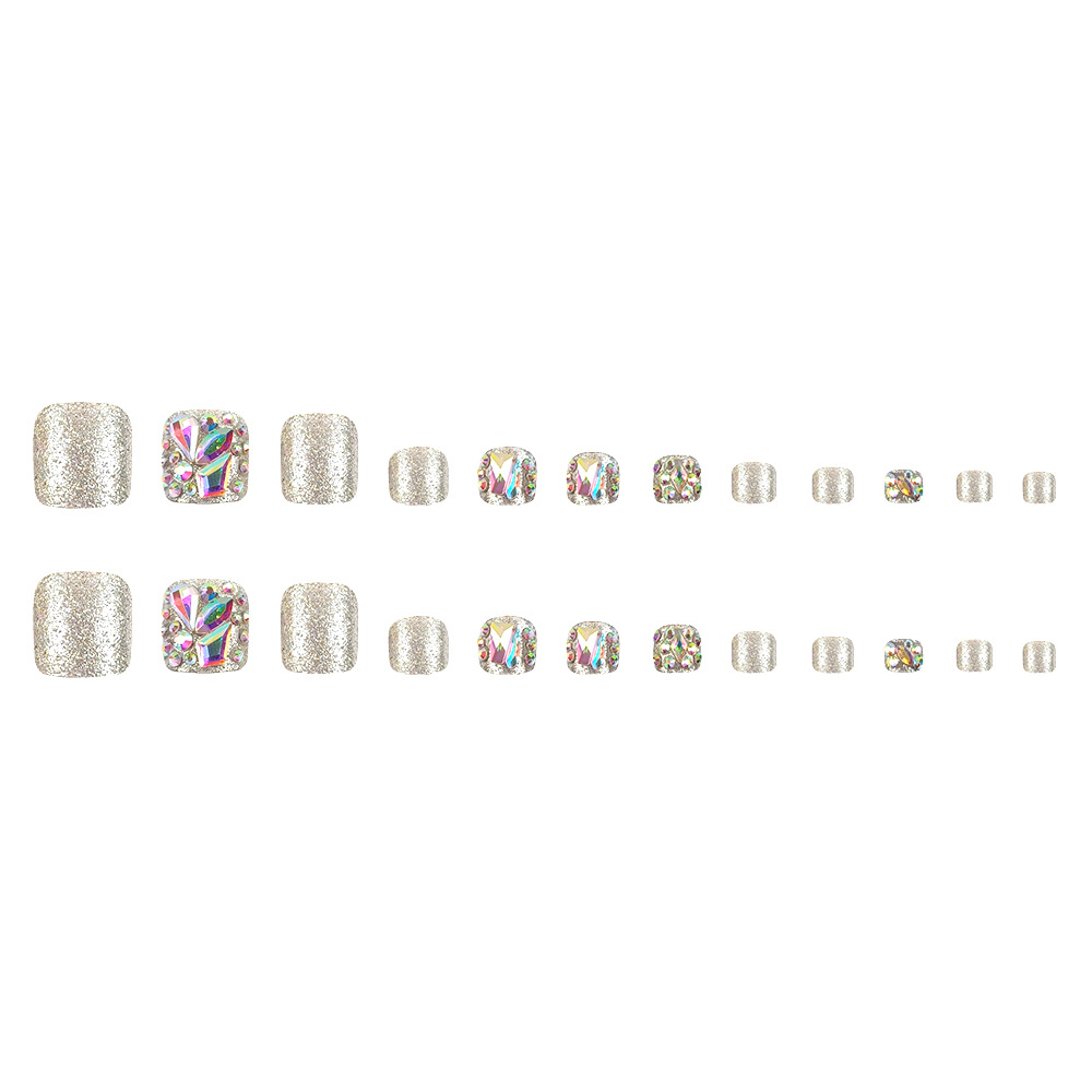 Parche de uñas de pies en polvo brillante plateado dulce, uñas de uñas de uñas de diamantes de colores, uñas de vestir de venta caliente terminadas image 6