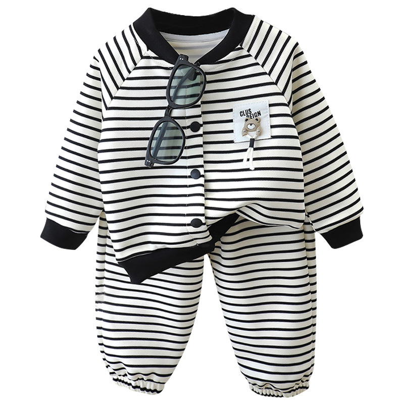 Trajes infantiles de otoño nuevos niños cardigan casuales suéter bebé dos piezas de manga larga ropa infantil de otoño image 6