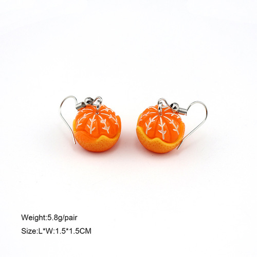 Simulated peeled orange earrings, personalized fruit earrings, cross-border ins style summer jewelry wholesale
