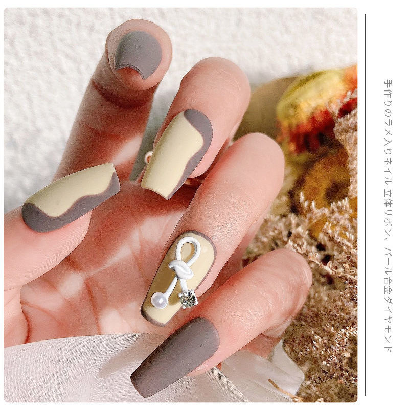 Japanese matte jewelry pearl for manicure with bow