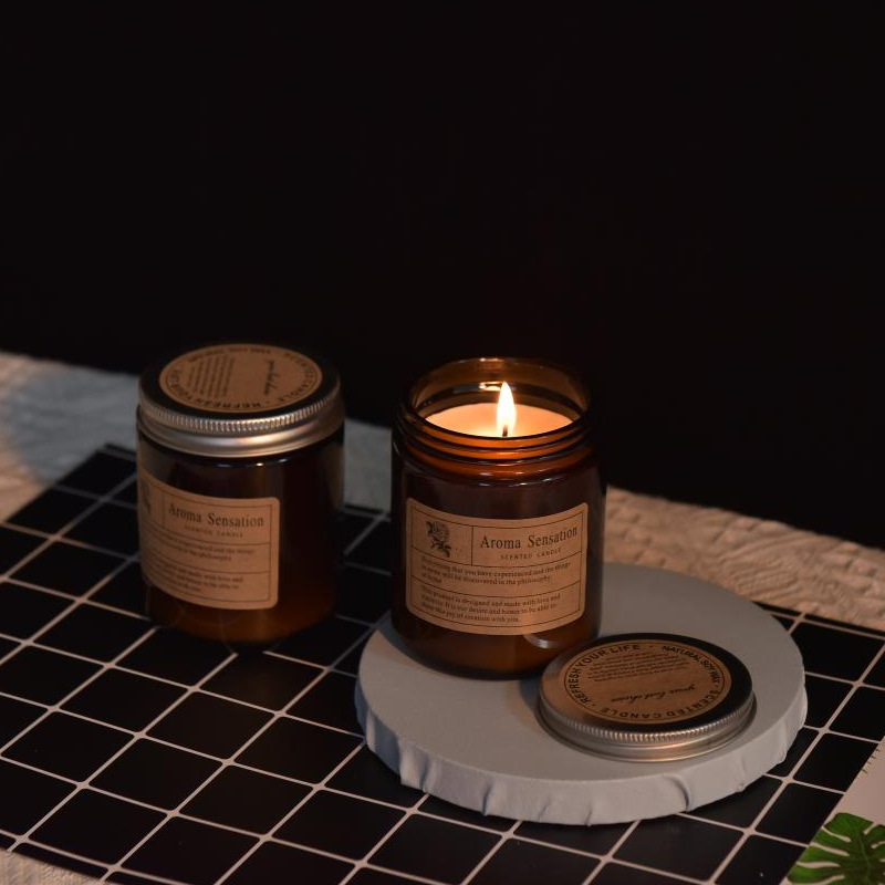 Libre de humo romántico planta cera aromaterapia vela DIY nicho regalo hecho a mano fragancia taza de té botella marrón grande comercio exterior