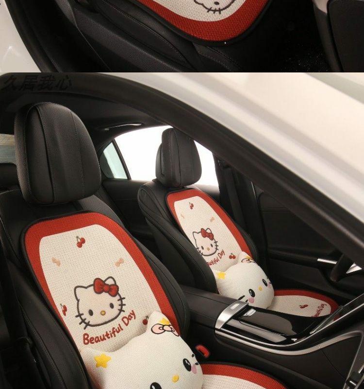 Car Seat Cushion, Universal for All Seasons, Breathable Kt Cat Seat Cushion, New Half-Cover Seat Cover, Cute Cartoon Single-Piece Seat Cover
