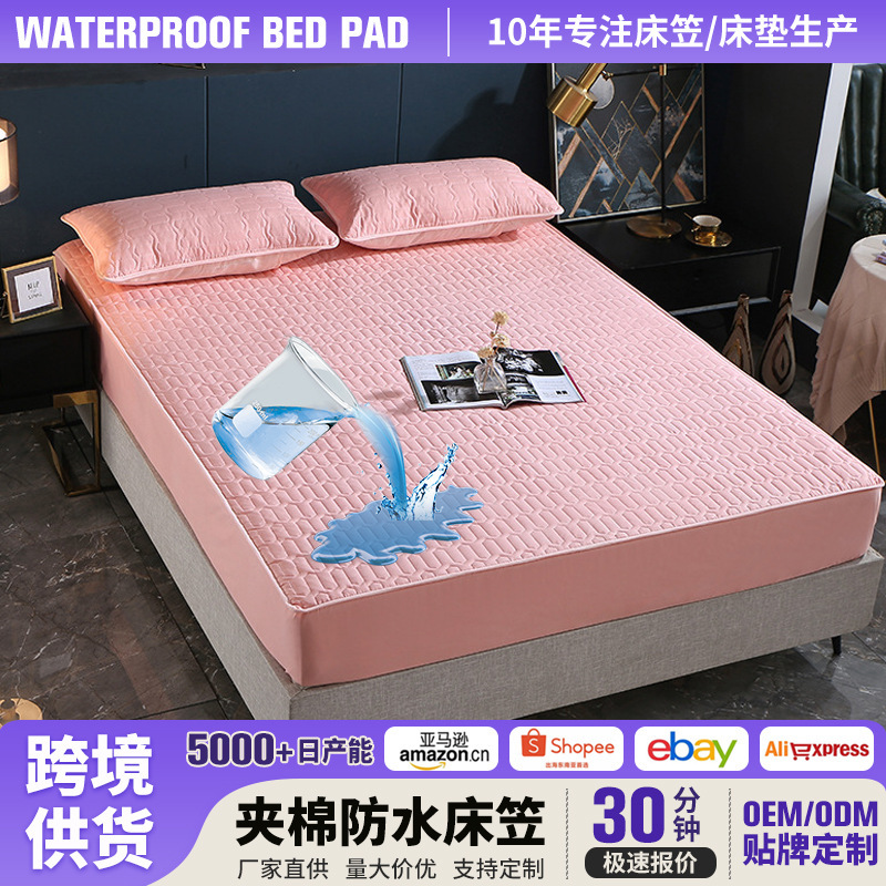 Cross-Border Quilted Waterproof Bed Sheet Plus Cotton Urine Barrier Bed Cover Simmons Mattress Protector Adult Care Pad Bed Cover
