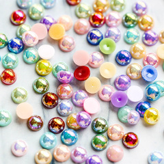 ネット赤真珠2-10mm absカラーネイルパールフラット半面半円真珠diy服飾部品