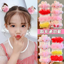 儿童可爱头花发饰小女孩丸子头发圈女童花朵毛绒头绳扎头发橡皮筋