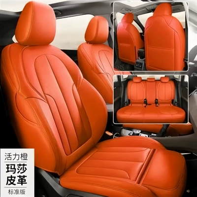 cushions, Modelə uyğun (Original) oturacaq örtükləri - vibrant-orange-standard-edition-five-seater-nappa-leather-full-coverage-for-front-and-rear-rows
