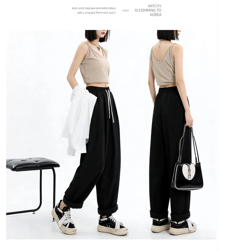 Korean Style 2026 Trendy High-Waisted Straight-Leg Pants Slimming Solid Color Loose Casual Pants High-Waisted Wide-Leg Casual Pants for Women Korean Style 2026 Trendy High-Waisted Straight-Leg Pants Slimming Solid Color Loose Casual Pants High-Waisted Wide-Leg Casual Pants for Women