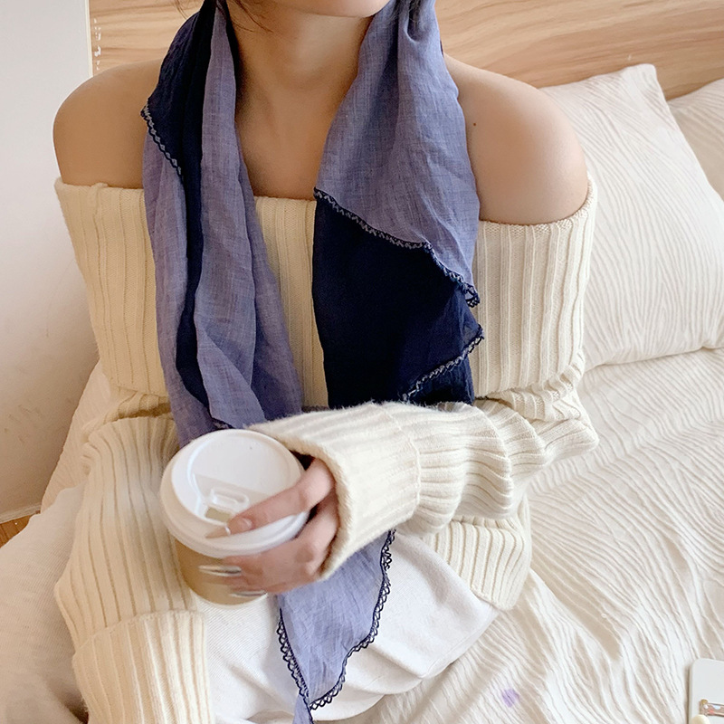 Pañuelo de seda para mujer, tira larga, sensación de alta calidad, color a juego, bufanda simple coreana, protector solar, bufanda de cuello, chal de punto