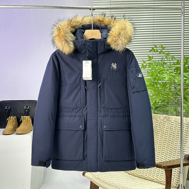 M*B洋基队羽绒服 小标男女同款户外工装保暖情侣款大毛领鹅绒外套|undefined