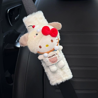 car seatbelt shoulder pad, car: Seat belt shoulder pad - white-shoulder-padslittle-puppy-kitty