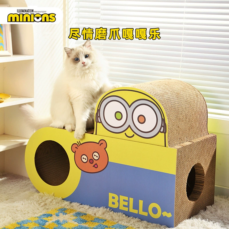 Когтеточка-гнездо для кошек (Minions) дизайн «Боб и Тим спящие», 70×30×48 см, картонная