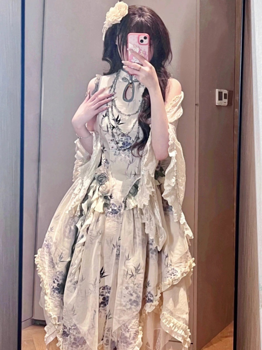 复古甜辣新中式无袖连衣裙女2024夏季新款高级感收腰洛丽塔公主裙