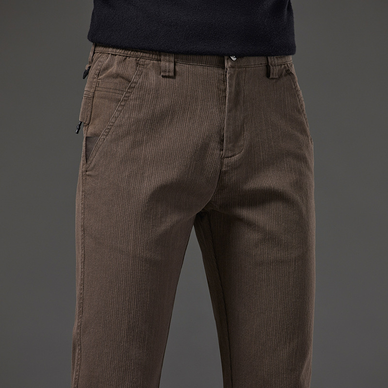 New Spring and Autumn High-End Business Casual Pants for Men, Vertical Striped Straight Slim Fit Stretch Work Pants, Thick Winter Men's Trousers New Spring and Autumn High-End Business Casual Pants for Men, Vertical Striped Straight Slim Fit Stretch Work Pants, Thick Winter Men's Trousers