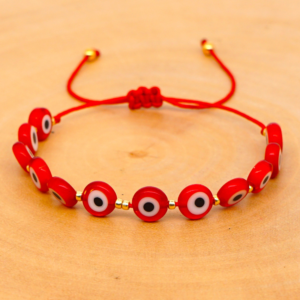 Nihaojewelry Ethnic Style Colored Glaze Evil Eye Gold Bead Bracelet Wholesale Jewelry display picture 4