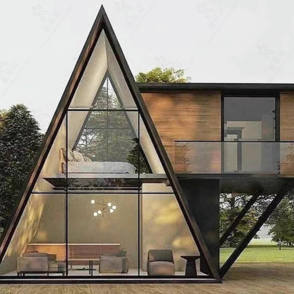 Residencias al aire libre puntos escénicos camping triangular casa de madera forestal casa de árboles montaje móvil casa de ocio casa de madera idílica