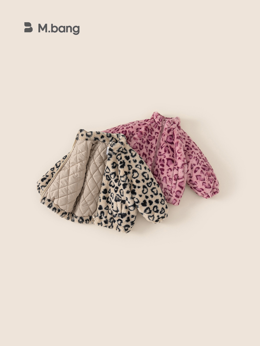 Youbao ropa para niños niñas abrigo con estampado de leopardo invierno nuevo estilo femenino estilo occidental más terciopelo grueso suéter de lana cálida invierno