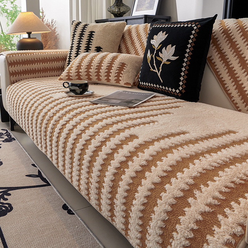 Cojín de sofá de lujo ligero de alta calidad, cojín de invierno de peluche, cojín recto, cubierta de sofá universal, toalla de invierno