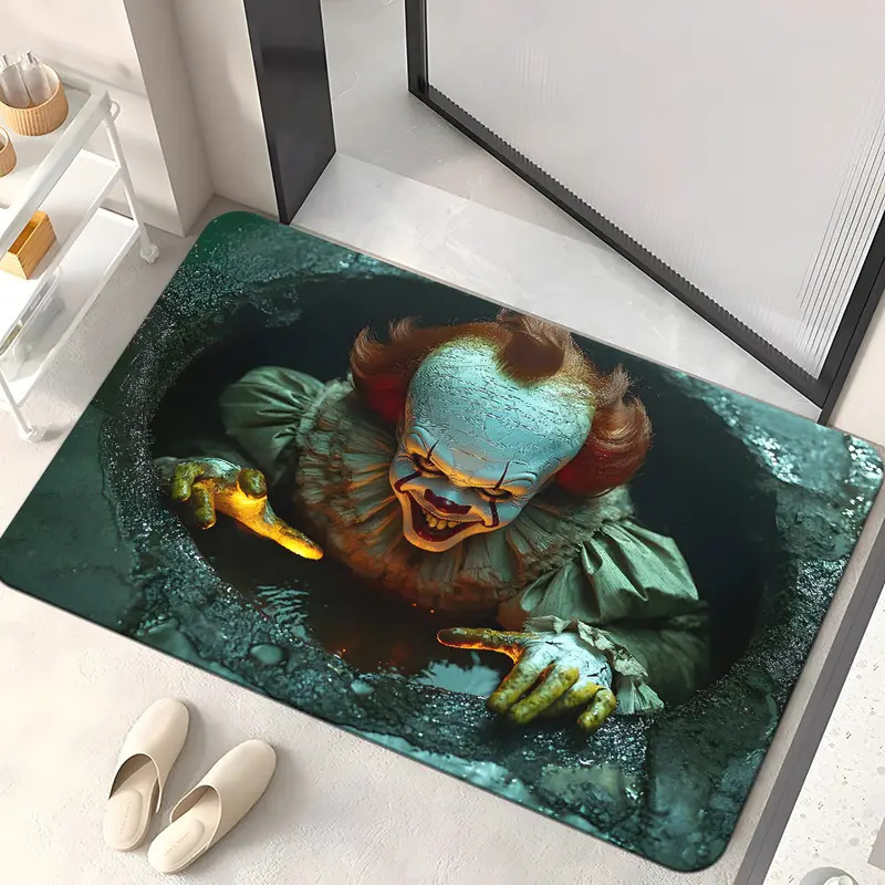 Transfronterizo temu Halloween alfombra de terciopelo de cristal 3D estereoscópica puerta de entrada fácil de cuidar alfombra de pies resistente al desgaste
