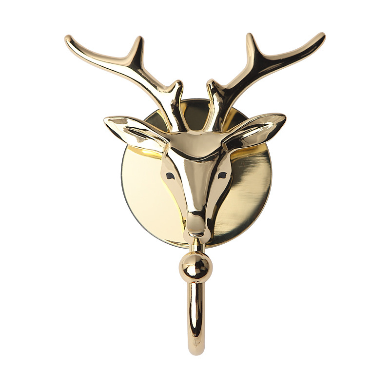 Metal sólido animal cabeza fuerte gancho sin costuras fácil almacenamiento creativo gancho pegajoso hogar diario luz lujo ropa gancho