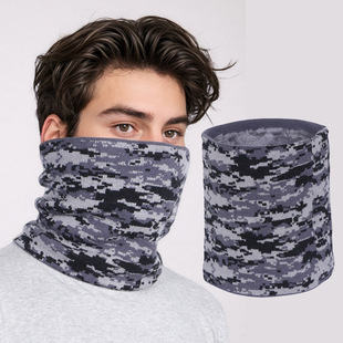 Winter Velvet Thickened Neck Scarf for Men Korean Style Warm Camouflage Neck Scarf Outdoor Windproof and Cold-Proof Pullover Mask Cross-Border