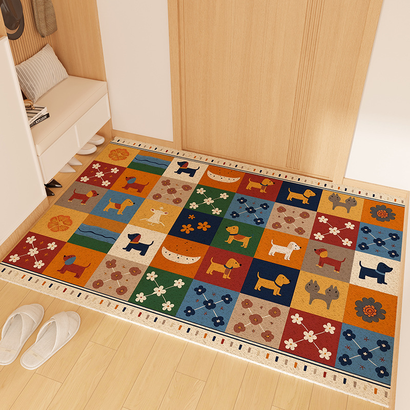 Cartoon Dopamine Entryway Doormat Silk Loop Foot Cuttable Entrance Shoe Changing Area Dust Removal Dirt Wiping Non-Slip_voghion.com