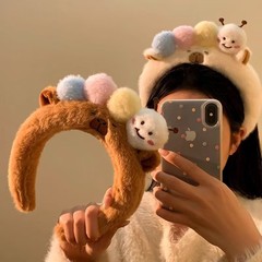 漫画かわいいぬいぐるみモルモットヘアフープカピバラ毛虫ヘッドフープ高いヘッドトップ洗面化粧髪飾り女