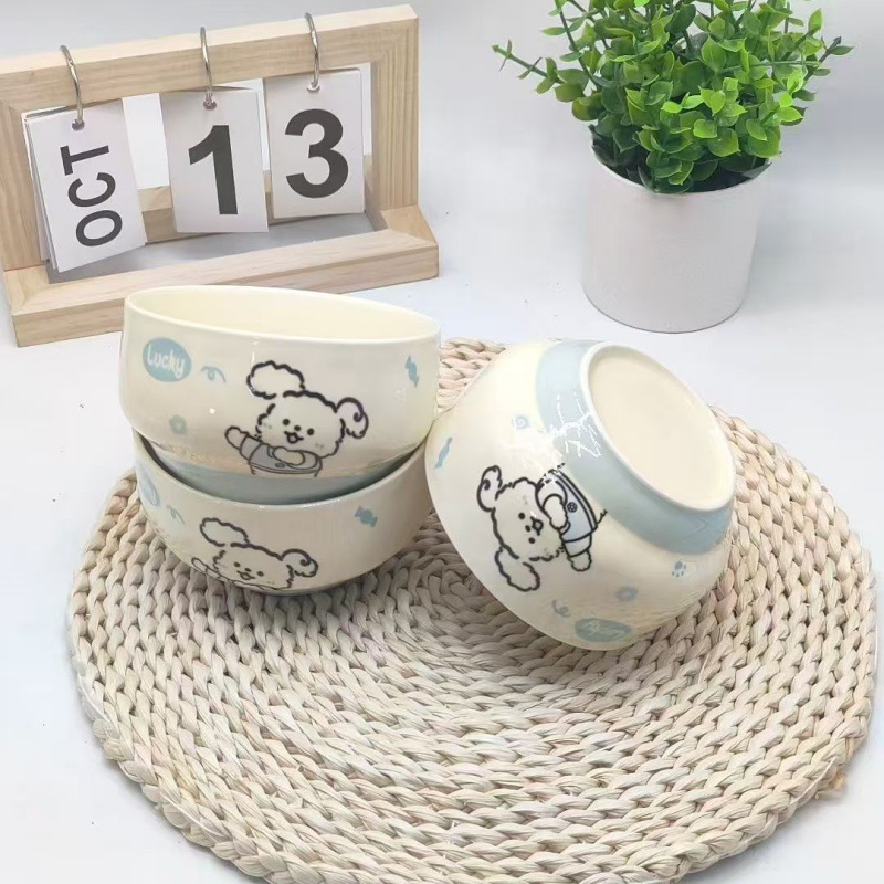 Tacos de arroz de cerámica, platos de postres caseros de alto valor, cubiertos de cerámica de color esmaltados, dibujos animados, lindos cubos de cerámica