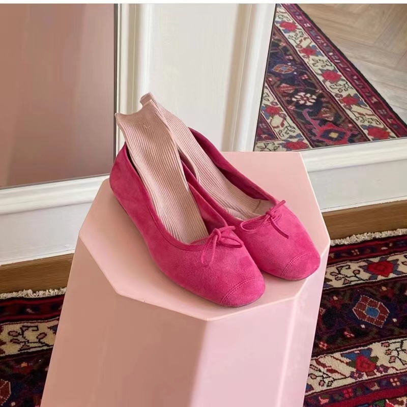Ballet Shoes, Bow-Knot Women's Shoes, Shallow-Mouthed Flats, Women's Genuine Leather Flats, Granny Shoes, Soft Goatskin Shoes